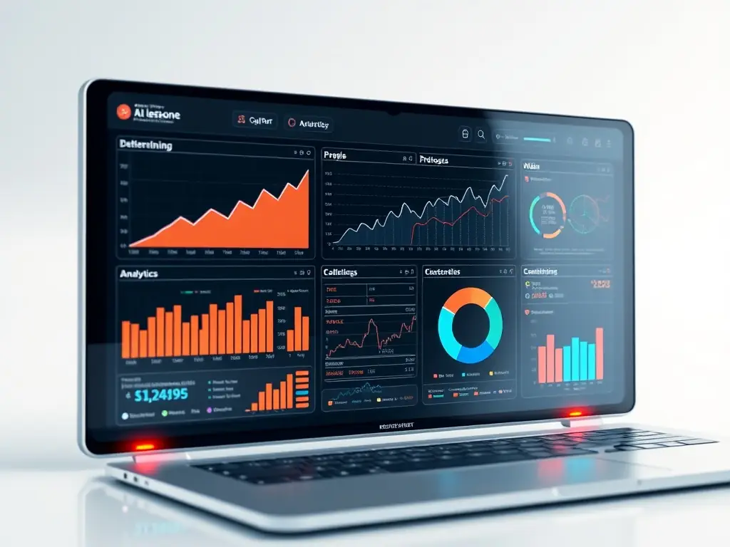 A digital interface showing AI-powered baking tools and analytics, highlighting the academy's innovative use of technology to enhance the learning experience and prepare students for the future of baking.